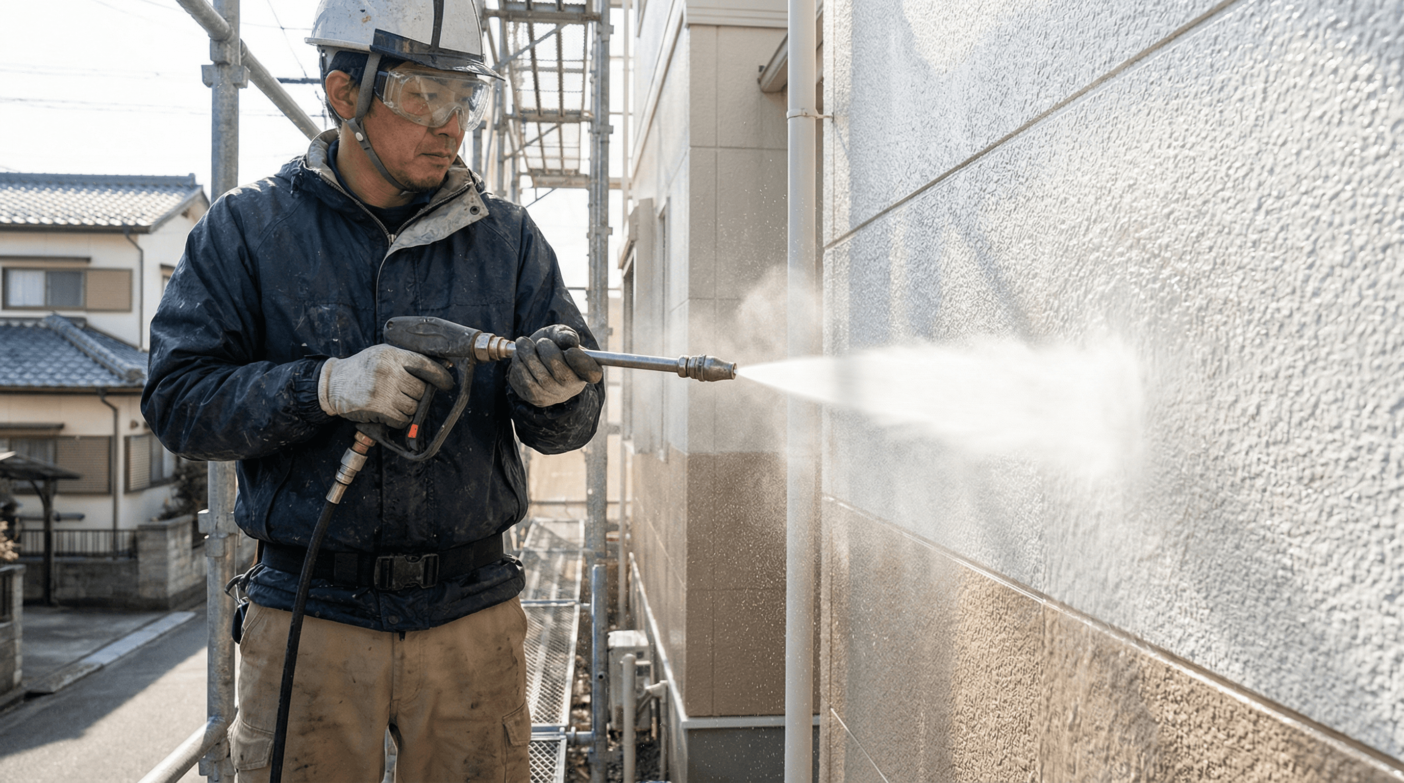 高圧洗浄のシーン